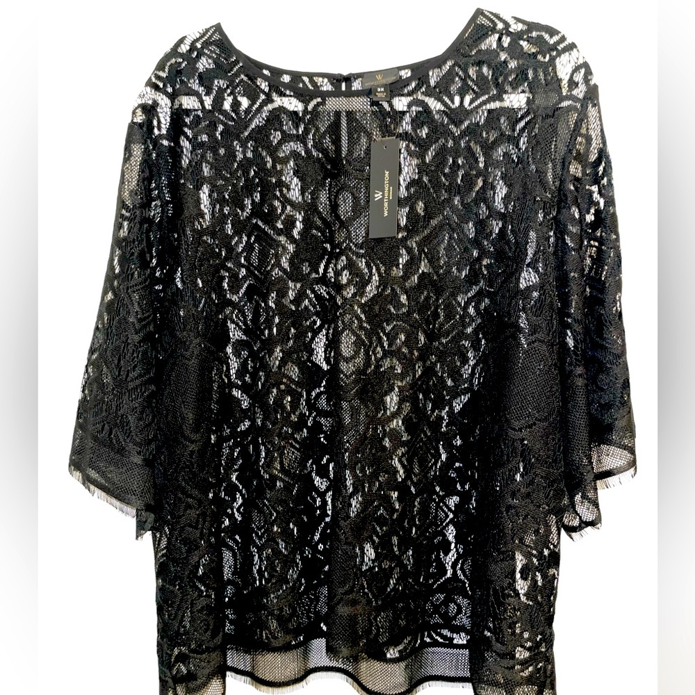 Black Lace Sheer Top NWT